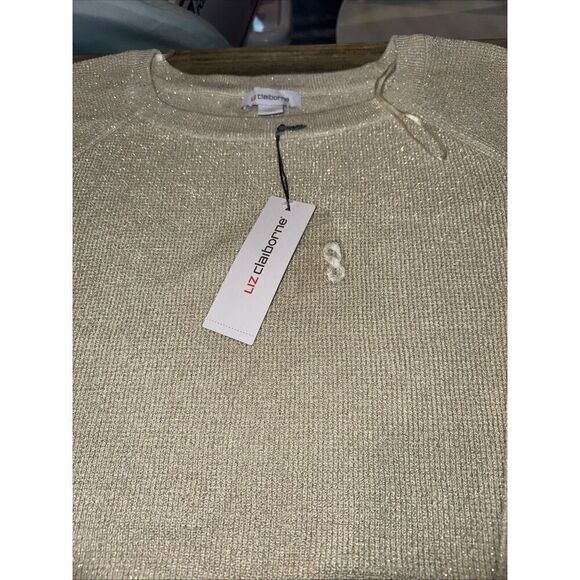 Liz Claiborne Gold Metallic Crema Sweater. Size XXL. Shimmering Gold. NWT. 11 - Picture 3 of 11